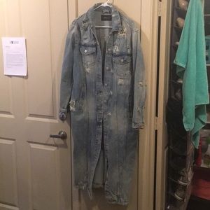 Jluxlabel Mustard seed distressed denim coat dress